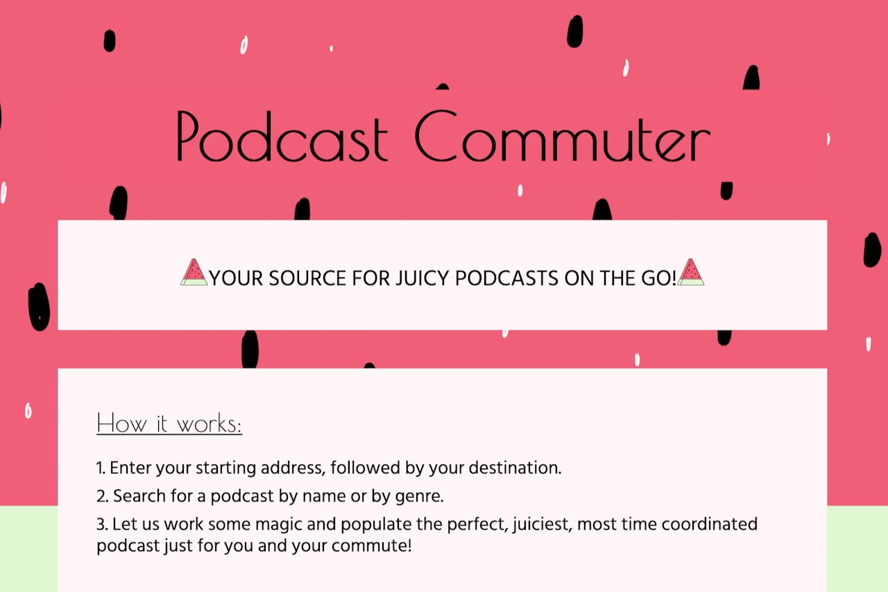 Screenshot of Podcast Commuter website.